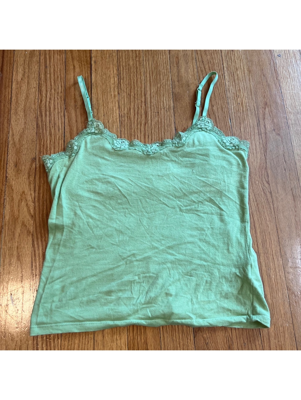 Vintage y2k sequin bedazzled light green cami going out lace tank top